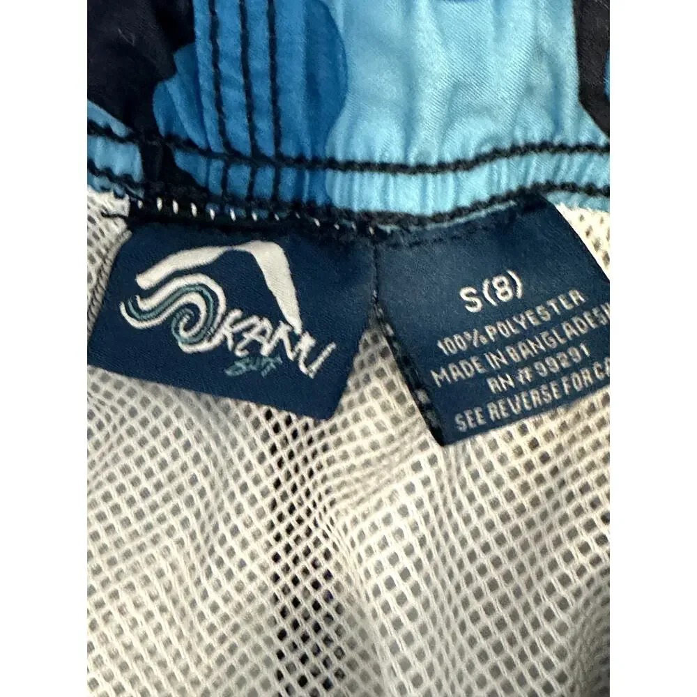 Boys Kanu Surf Specter Quick Dry UPF 50+ Beach Swim Trunks Blue Camo  S 8 NWOT